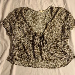 cheetah print tie front crop top